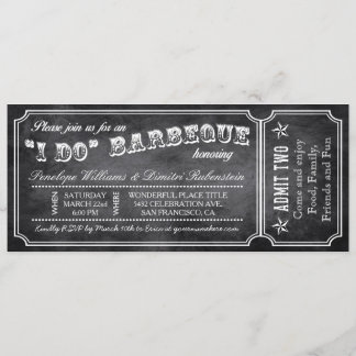 I DO BBQ Vintage Ticket Invitations Chalkboard