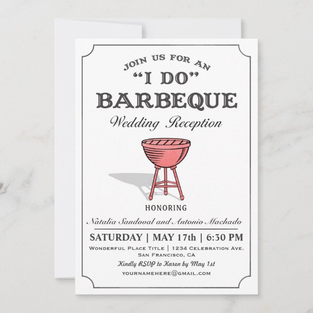 I DO BBQ Wedding Reception Invitations (Front)