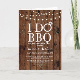 I DO BBQ Wood Folded Card Invitation Ring Rustic