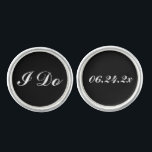 I Do Black and White Custom Wedding Date Groom Cufflinks<br><div class="desc">Personalized wedding cufflink design for the groom features "I do" wording and custom wedding date.  Black background and white text colours can be modified to coordinate with any wedding colour scheme.</div>