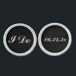 I Do Black and White Custom Wedding Date Groom Cufflinks<br><div class="desc">Personalized wedding cufflink design for the groom features "I do" wording and custom wedding date.  Black background and white text colours can be modified to coordinate with any wedding colour scheme.</div>