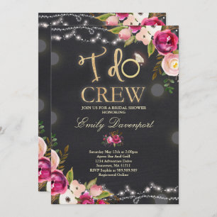 I Do Crew Rustic Bridal Shower Invitation Florals