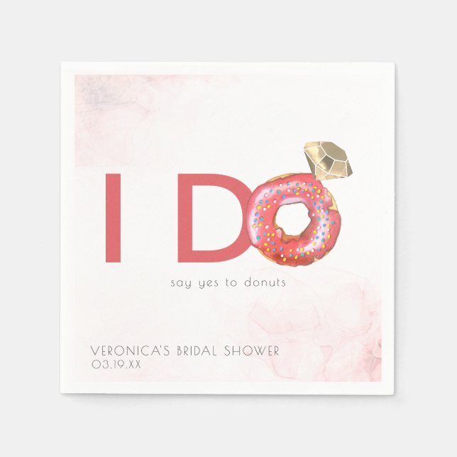 I Do | Doughnut Themed Bridal Shower Personalized Napkin (Front)