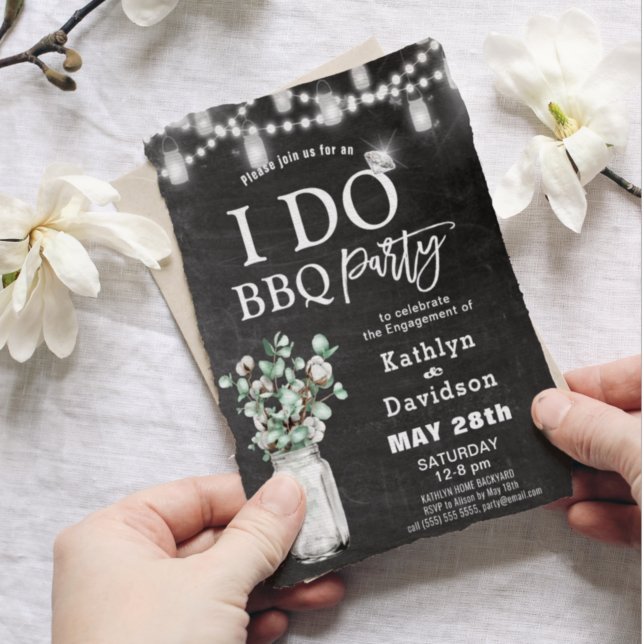 I DO Engagement Eucalyptus BBQ Party Invitation Postcard (Creator Uploaded)