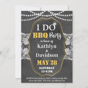 I DO Engagement Photo Elegant Lace Chalkboard BBQ Invitation