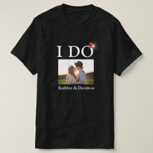 I DO Engagement Ring Couple Photo Name Minimalist T-Shirt