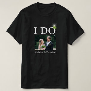 I DO Engagement Ring Couple Photo Name Minimalist T-Shirt