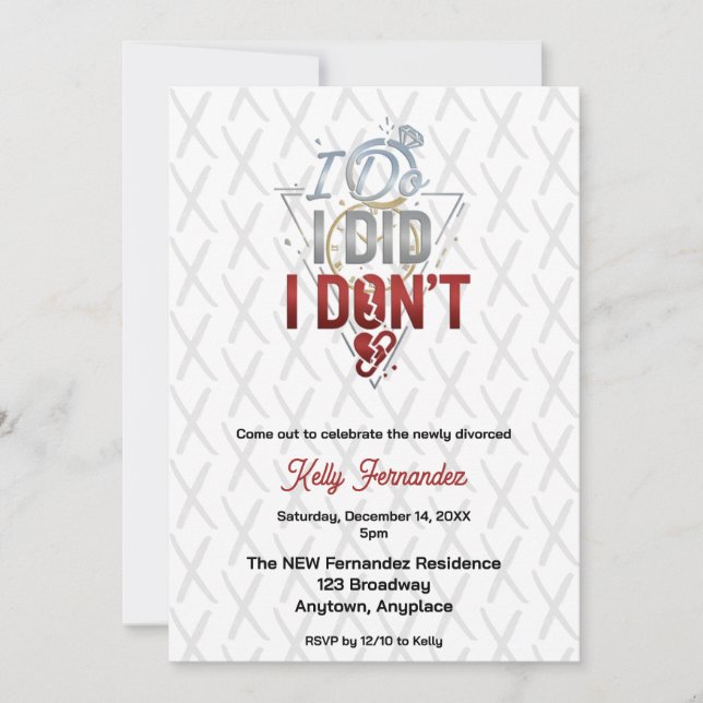 I Do, I Did, I Don't Divorce Party Invitation (Front)