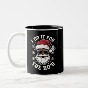 I Do It For The Hos Christmas African Santa  Two-Tone Coffee Mug