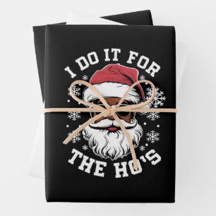 I Do It For The Hos Christmas African Santa Wrapping Paper Sheet
