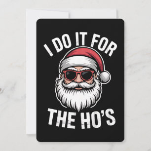 I Do It For The Hos Funny Christmas Santa Vintage Holiday Card