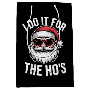 I Do It For The Hos Funny Christmas Santa Vintage Medium Gift Bag