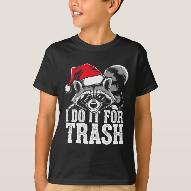 I Do It For The Trash Funny Possum Christmas Santa T-Shirt (Front)
