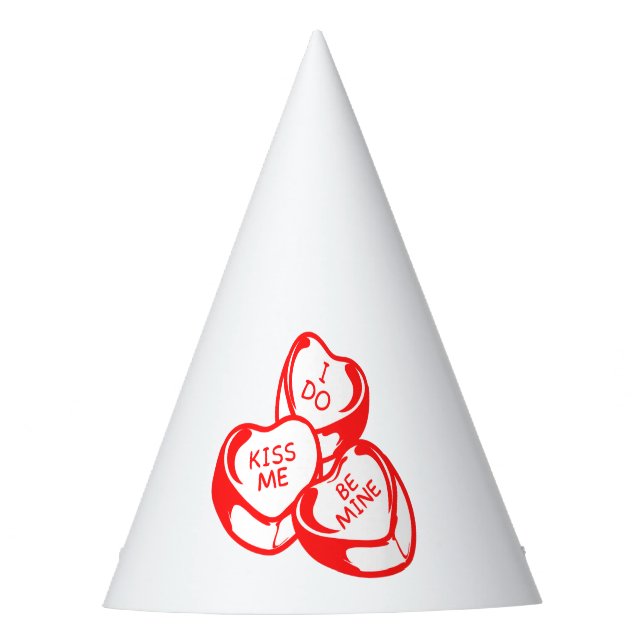 I Do Kiss Me Be Mine Valentine's Day Party Hat (Front)