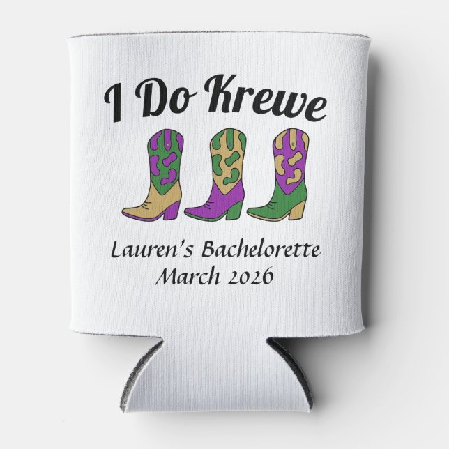 I Do Krewe Mardi Gras Bachelorette Can Cooler (Front)