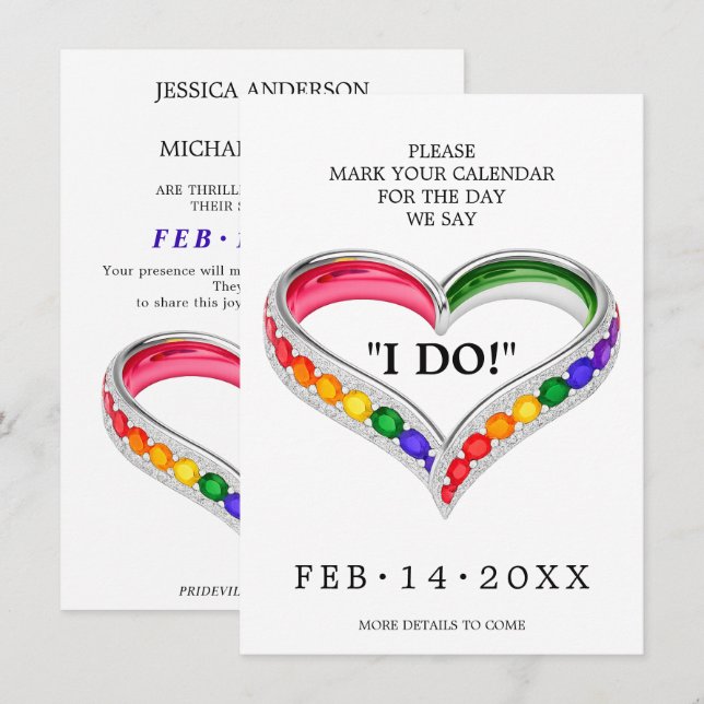 🌈❤️I DO LGBTQ 🌈 Intertwined in Pride Save The Date (Front/Back)