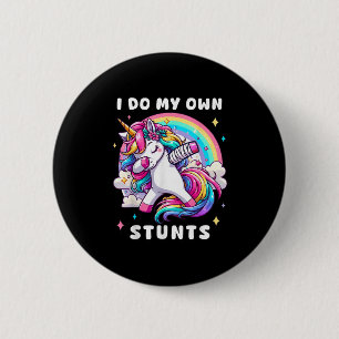 I Do My Own Stunts Broken Arm Injury Rainbow Dabbi 2 Inch Round Button