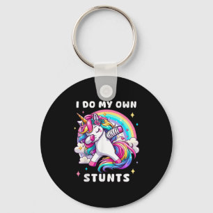 I Do My Own Stunts Broken Arm Injury Rainbow Dabbi Keychain