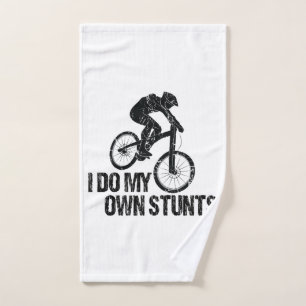 I Do My Own Stunts Downhill Biking Funny Hand Towel