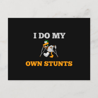I Do My Own Stunts Funny Duck Postcard