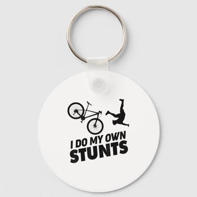 I Do My Own Stunts Funny Mountain Bike  Keychain (Front)