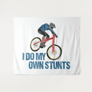I Do My Own Stunts Mountain Biker Vintage Tapestry