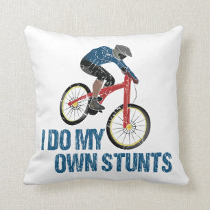 I Do My Own Stunts Mountain Biker Vintage Throw Pillow