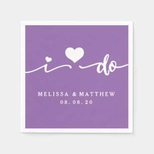 I Do Personalized Purple Wedding Paper Napkin