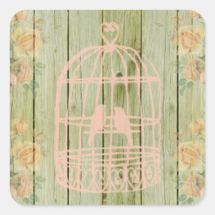 I Do Rustic Wood Birdcage Floral Wedding Stickers
