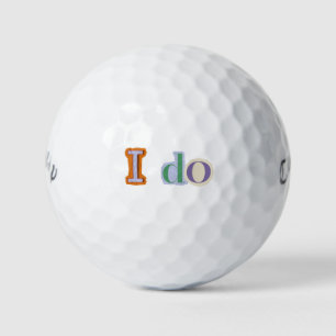 'I Do' Scrapbook Lettering 90s Wedding Bridal Gift Golf Balls