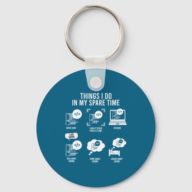 I Do Things Spare Time Scientist Computer Keychain (Front)