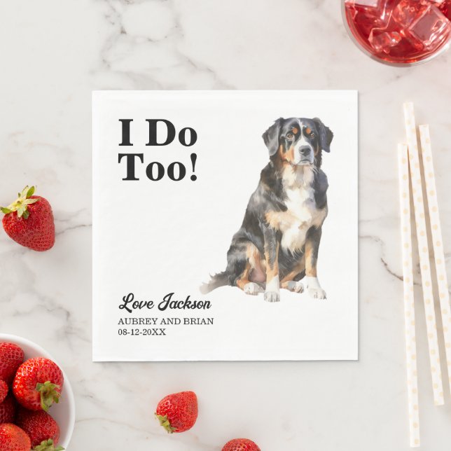 I Do Too Bernese Mountain Dog Pet Wedding Napkin (Insitu)