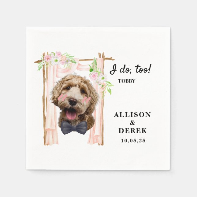 I Do Too Cute Personalized Cat Dog Photo Wedding Napkin (Front)
