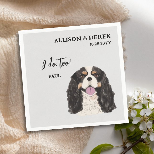 I Do Too Dog Custom Portraits Spaniels Wedding Napkin (Creator Uploaded)