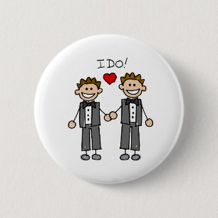 I Do Two grooms 2 Inch Round Button