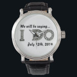 I Do Wedding Bling Save the Date Watch<br><div class="desc">I Do Wedding Bling Save the Date Watch. Customize the background colour by selecting edit and background to change the colour to match your theme to any shade of yellow,  red,  blue,  green,   orange,  pink. Change the font,  date and/or add photo or text.</div>