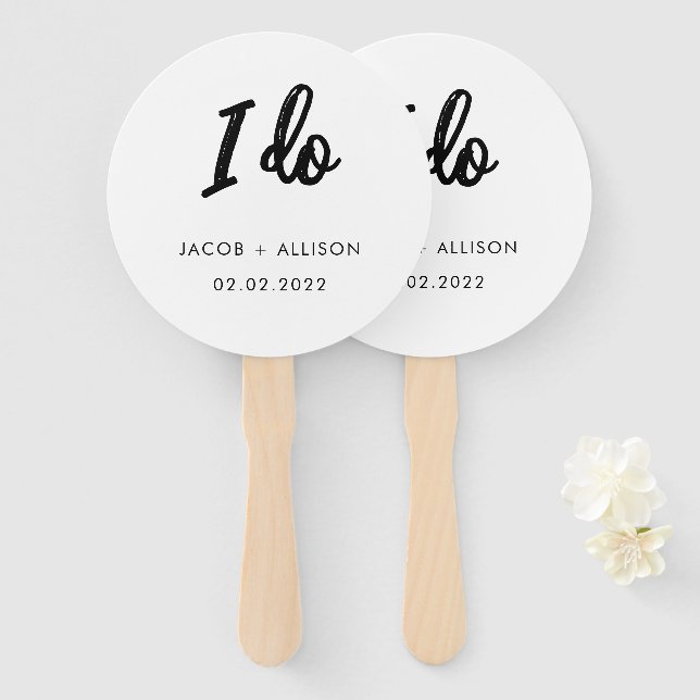 I do wedding favour best day ever hand fan (Front and Back)