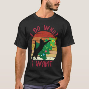 I Do What I Want Black Cat Christmas Tree Cat T-Shirt