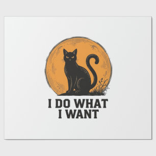 I Do What I Want Black Cat Vintage Shirt Design_1 Wrapping Paper
