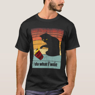 I Do What I Want - Black Cat With Yellow Eyes Vint T-Shirt