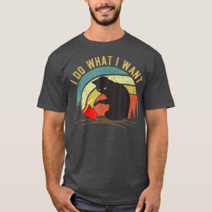 I Do What I Want Cat Coffee Black Cat Red Cup Funn T-Shirt