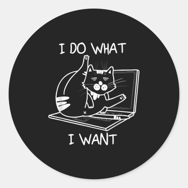 I Do What I Want Cat Memes Hacker Security Funny G Classic Round Sticker (Front)