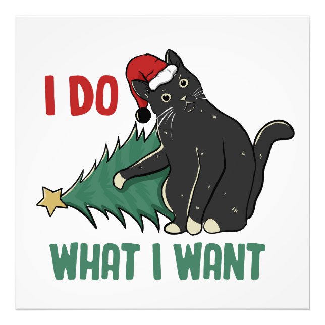 I Do What I Want Christmas Black Cat Holiday  Photo Print (Front)