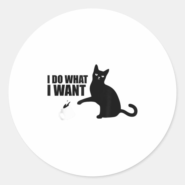 I Do What I Want Funny Cat Meme  Classic Round Sticker (Front)