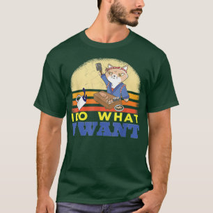 I Do What I Want Kawaii Sushi Cat with coffee Japa T-Shirt
