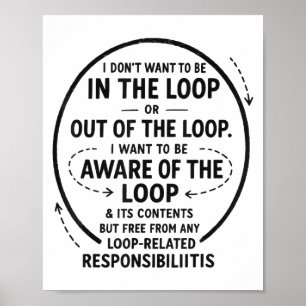 I Don’t Want To Be In The Loop Sarcastic Quote Fun Poster