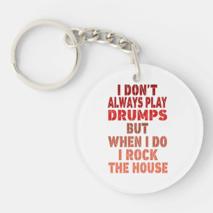 I don't always play drums funny retro sunset drumm keychain