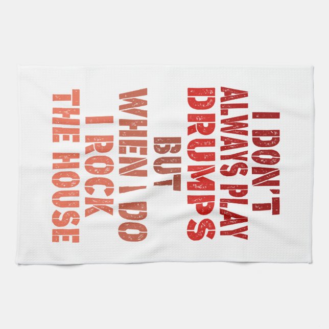 I don't always play drums funny retro sunset drumm kitchen towel (Horizontal)