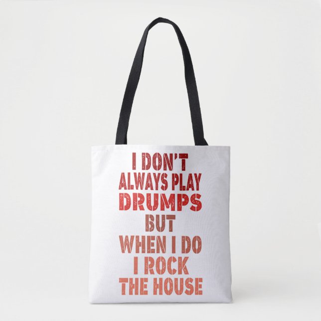 I don't always play drums funny retro sunset drumm tote bag (Front)