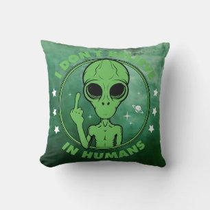 I don't believe in humans throw pillow